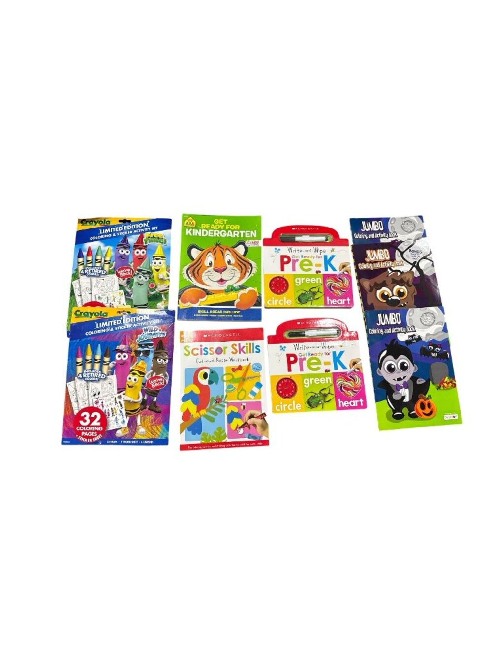 9 pcs. Mixed Kids Activity Books Set - Coloring Stickers Pre-K Learning & Scisso